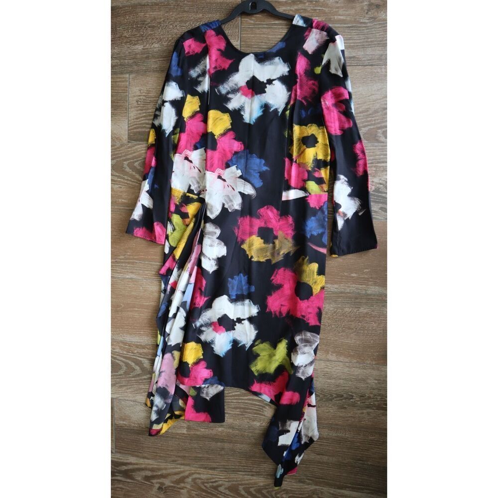 Colville CVS20516A Women Sz IT 42 US 6 Black Floral Asymmetric Midi Dress